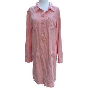 Soft Surroundings linen/lyocell shirt dress. Pink/peach, size small.